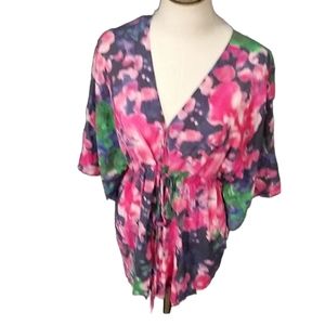 Alice +olivia  Kimono silk blend top size xs
